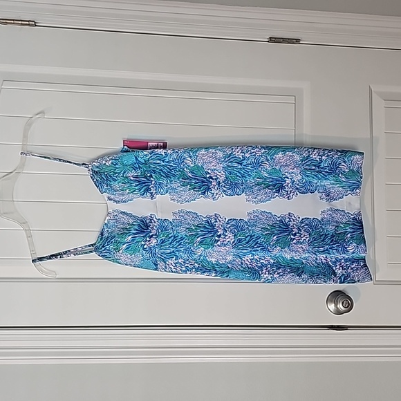 NWT Lilly Pulitzer Gillian Satin Slip Dress - Las Olas Aqua - Strong Current Sea - Picture 6 of 10